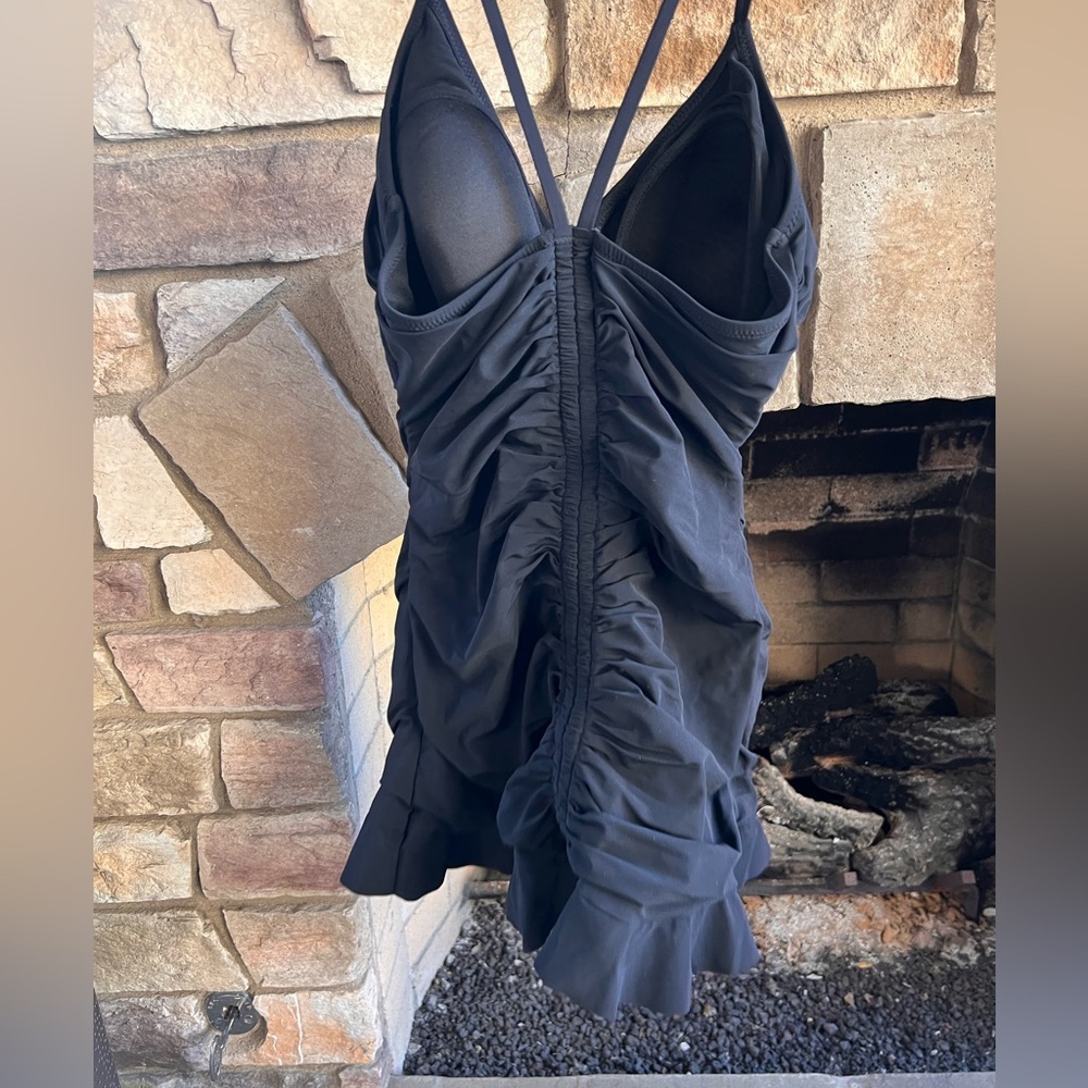 Profile By Gottex Black Ruched Swim Dress Size 12 - Picture 2 of 4